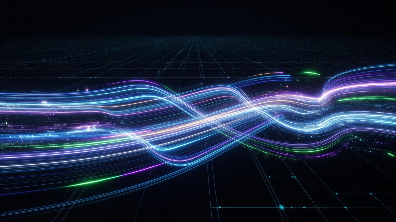 Futuristic abstract light trails signifying digital progress